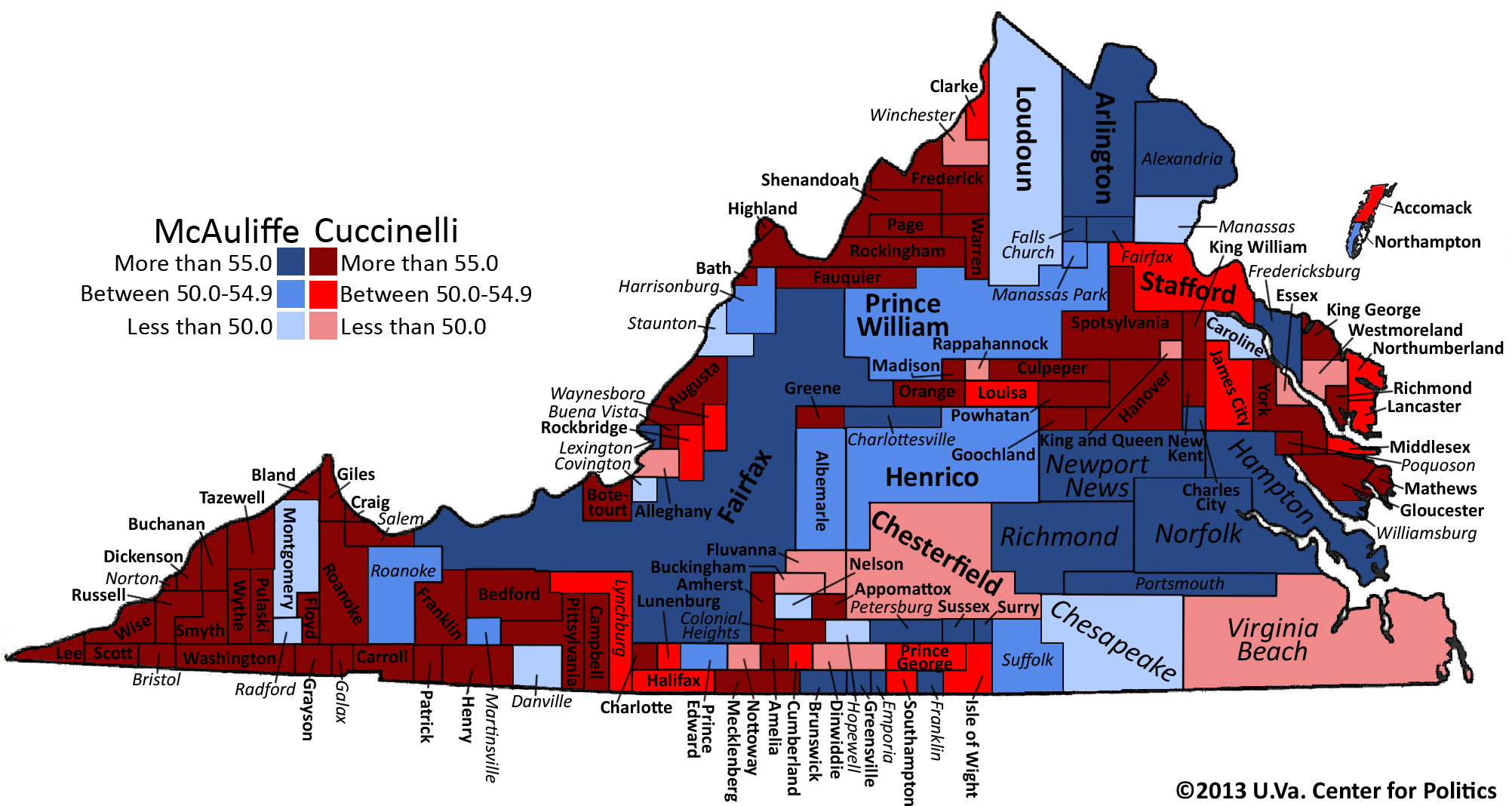 Maps Of Virginia Voting 2013 The Bull Elephant