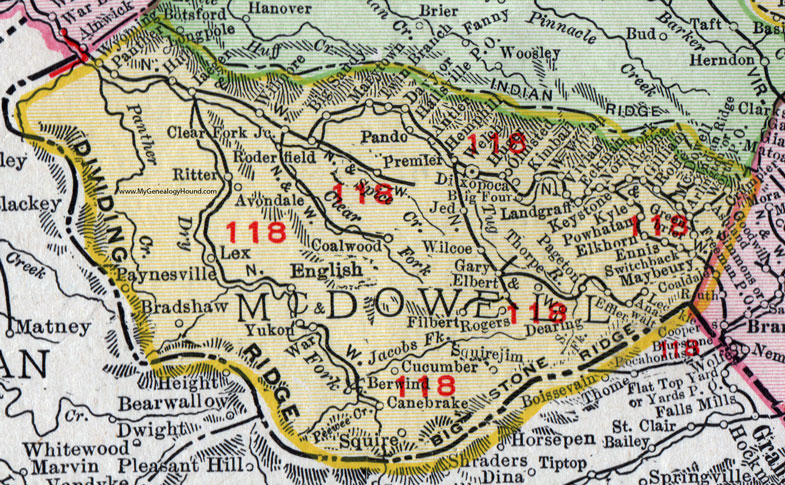 McDowell County West Virginia 1911 Map By Rand McNally Welch 