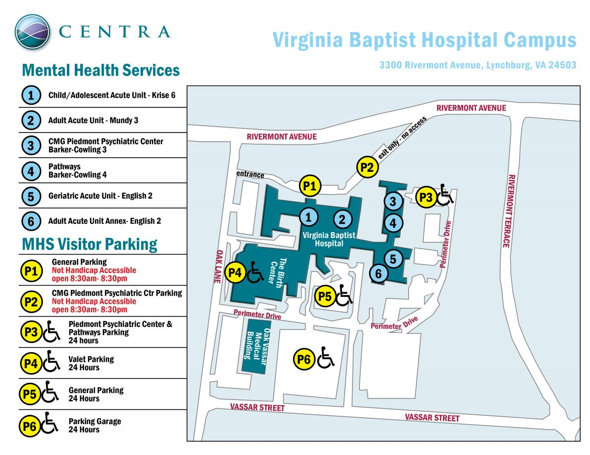 Virginia Baptist Hospital Lynchburg VA Map