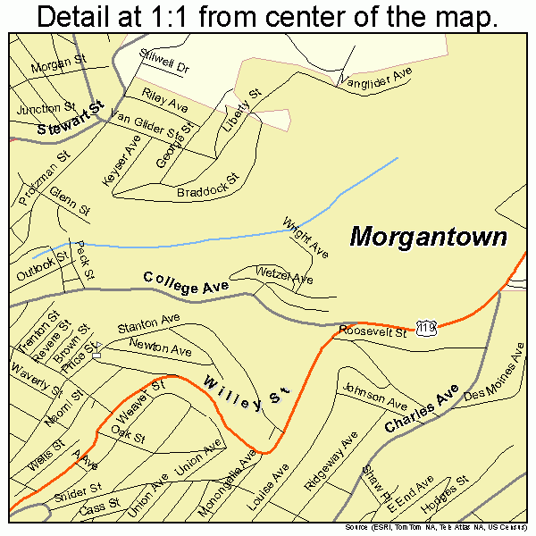 Morgantown West Virginia Street Map 5455756