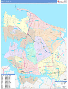 Norfolk County VA Wall Map Color Cast Style By MarketMAPS