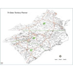 North Carolina South Carolina Virginia Territory Planner Wall Map