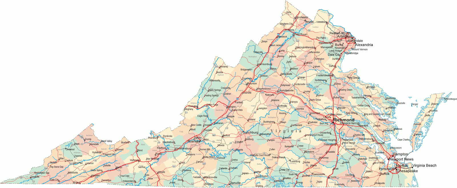 Online Maps Virginia County Map