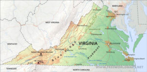 Physical Map Of Virginia