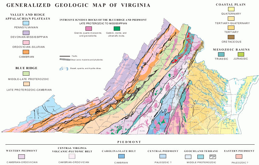 Virginia Map With Counties Geology