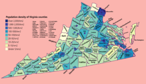 Population Density Of Virginia Counties County Virginia Density