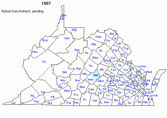 Virginia County Map 1810