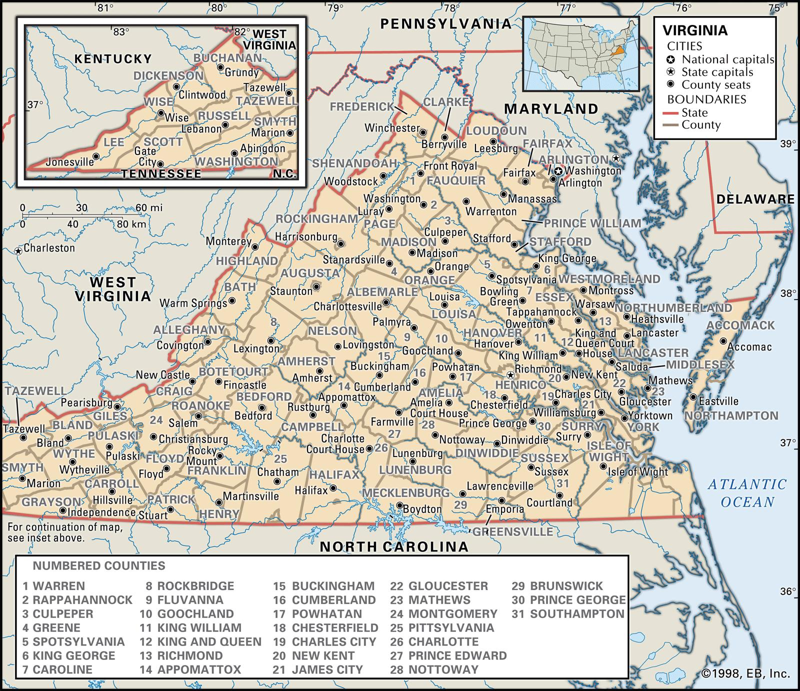Reference Maps Of Virginia Usa Nations Online Project Printable 
