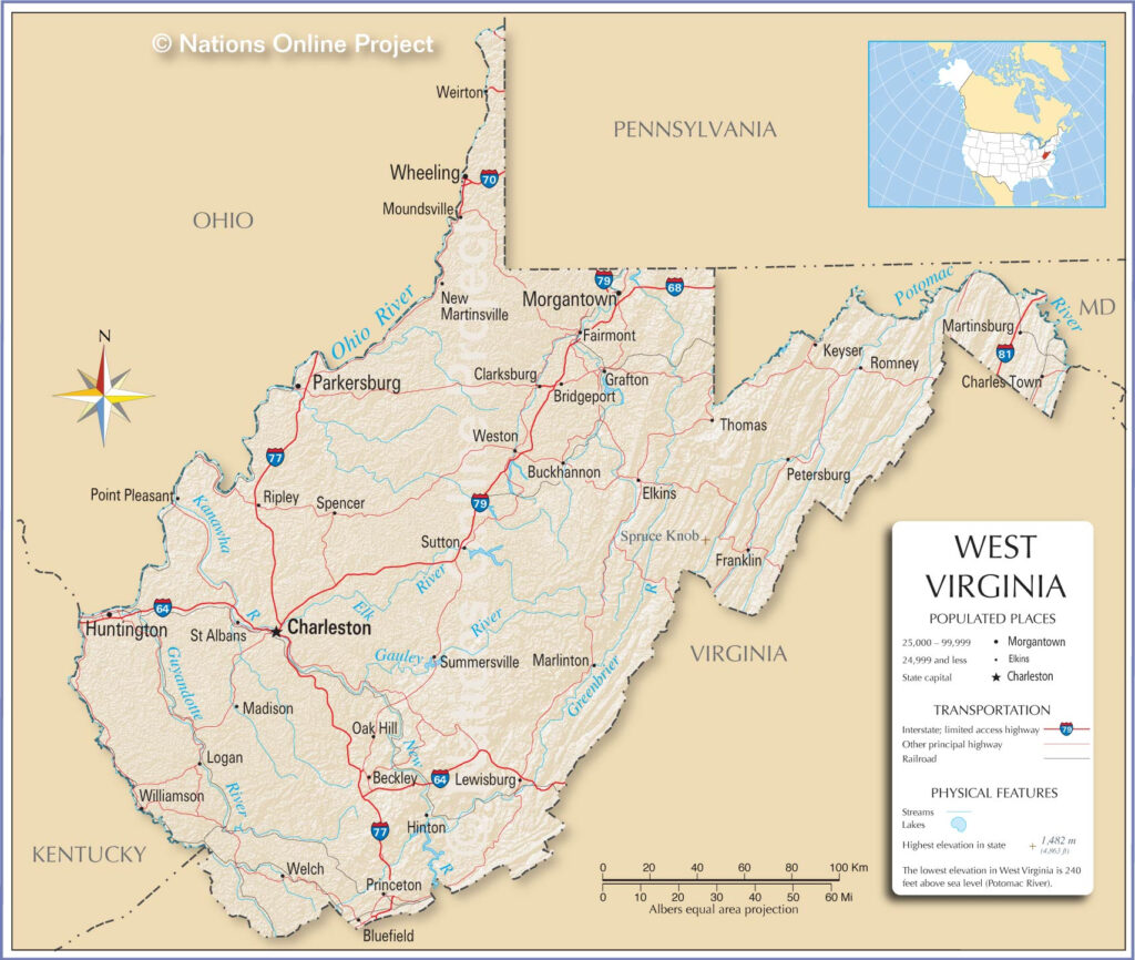 Reference Maps Of West Virginia Usa Nations Online Project Virginia Map 9877