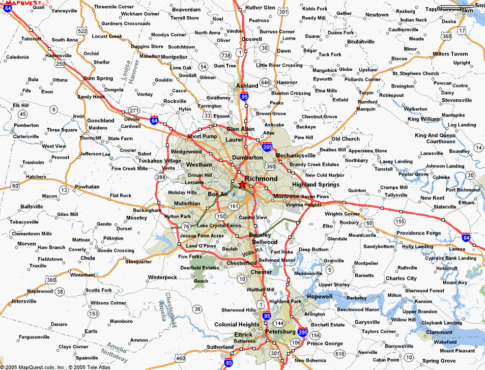 Map Of Richmond Virginia Area