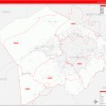 Roanoke County VA Zip Code Wall Map Red Line Style By MarketMAPS