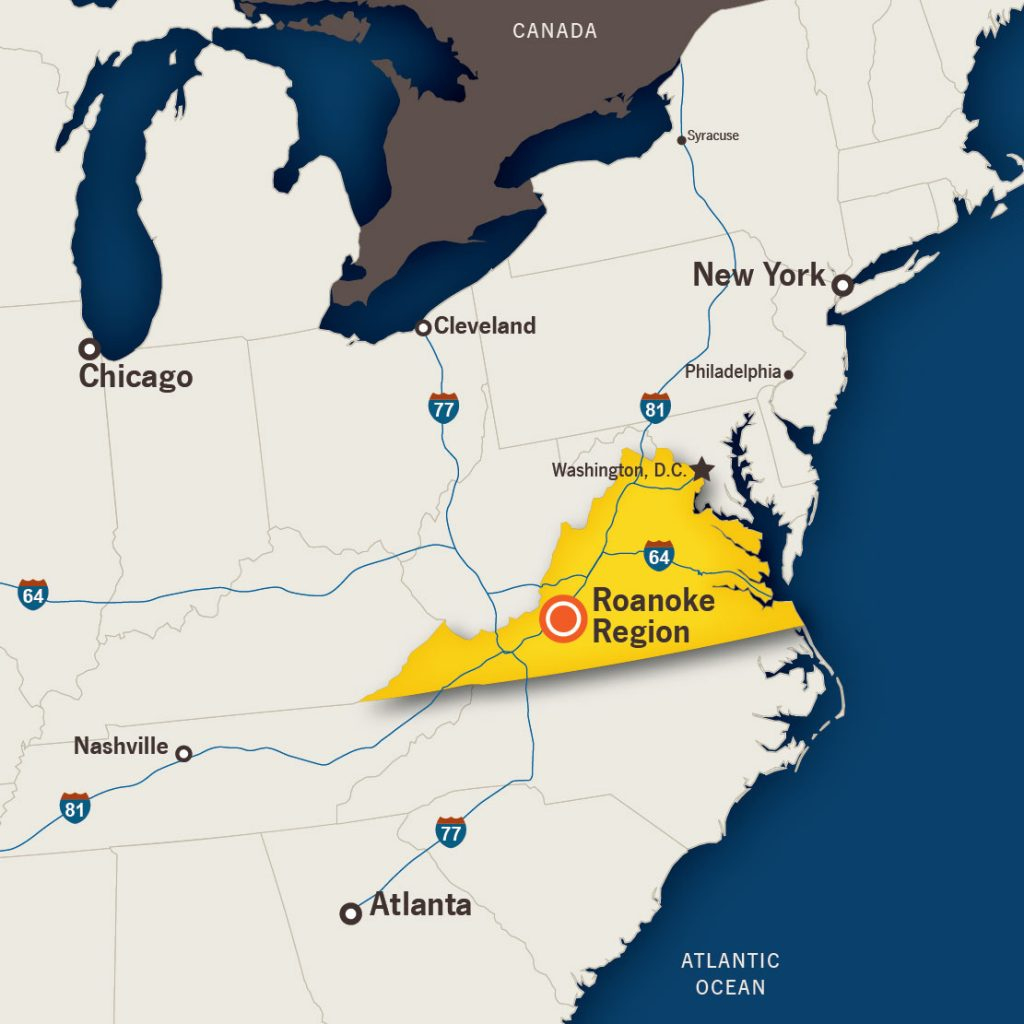Roanoke Virginia Area Map Virginia Map