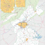 Roanoke VA Metro Area Wall Map Basic Style By MarketMAPS