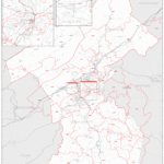 Roanoke VA Metro Area Zip Code Wall Map Red Line Style By MarketMAPS