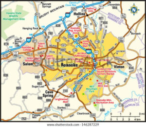 Roanoke Virginia Area Map Stock Vector Royalty Free 146287229
