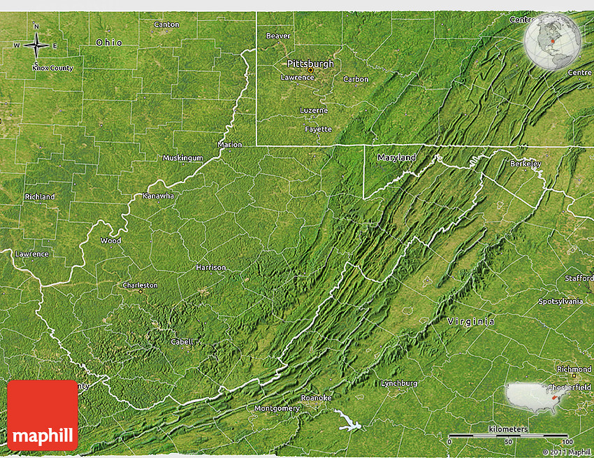 Satellite 3D Map Of West Virginia