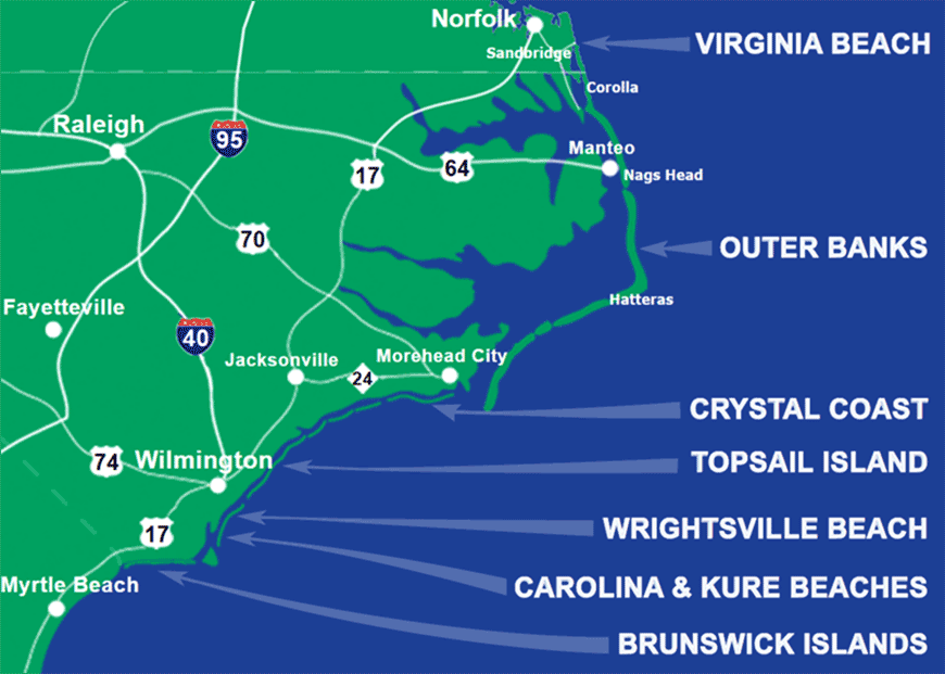 Map Of Virginia And North Carolina Coast