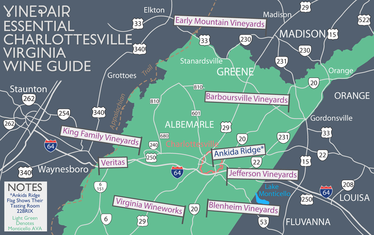 Virginia Winery Map Charlottesville