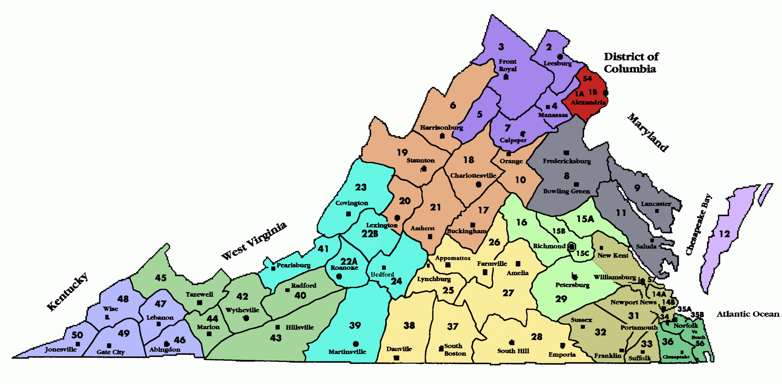 This Is An Image Of Virginia And All Of The Districts 