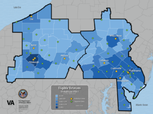 VA Healthcare VISN 4 Eligible Veterans By County