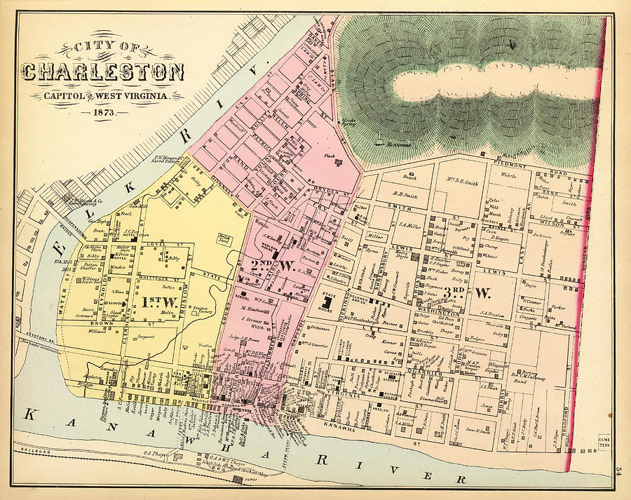 Vintage Map Of Charleston West Virginia Drawing By CartographyAssociates