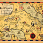 Virginia 1607 1930 Williamsburg Jamestown Yorktown Historical Map