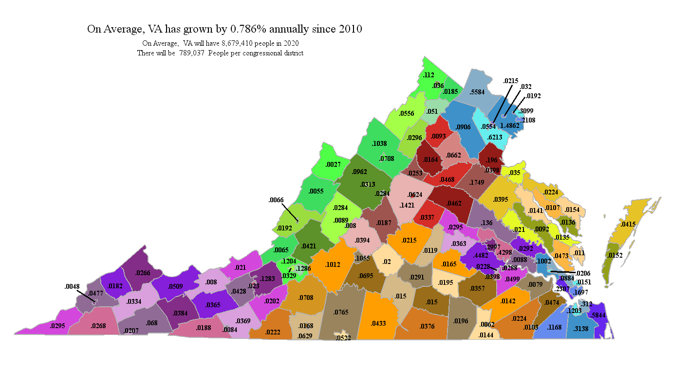 Virginia 2020 County Projection Map 