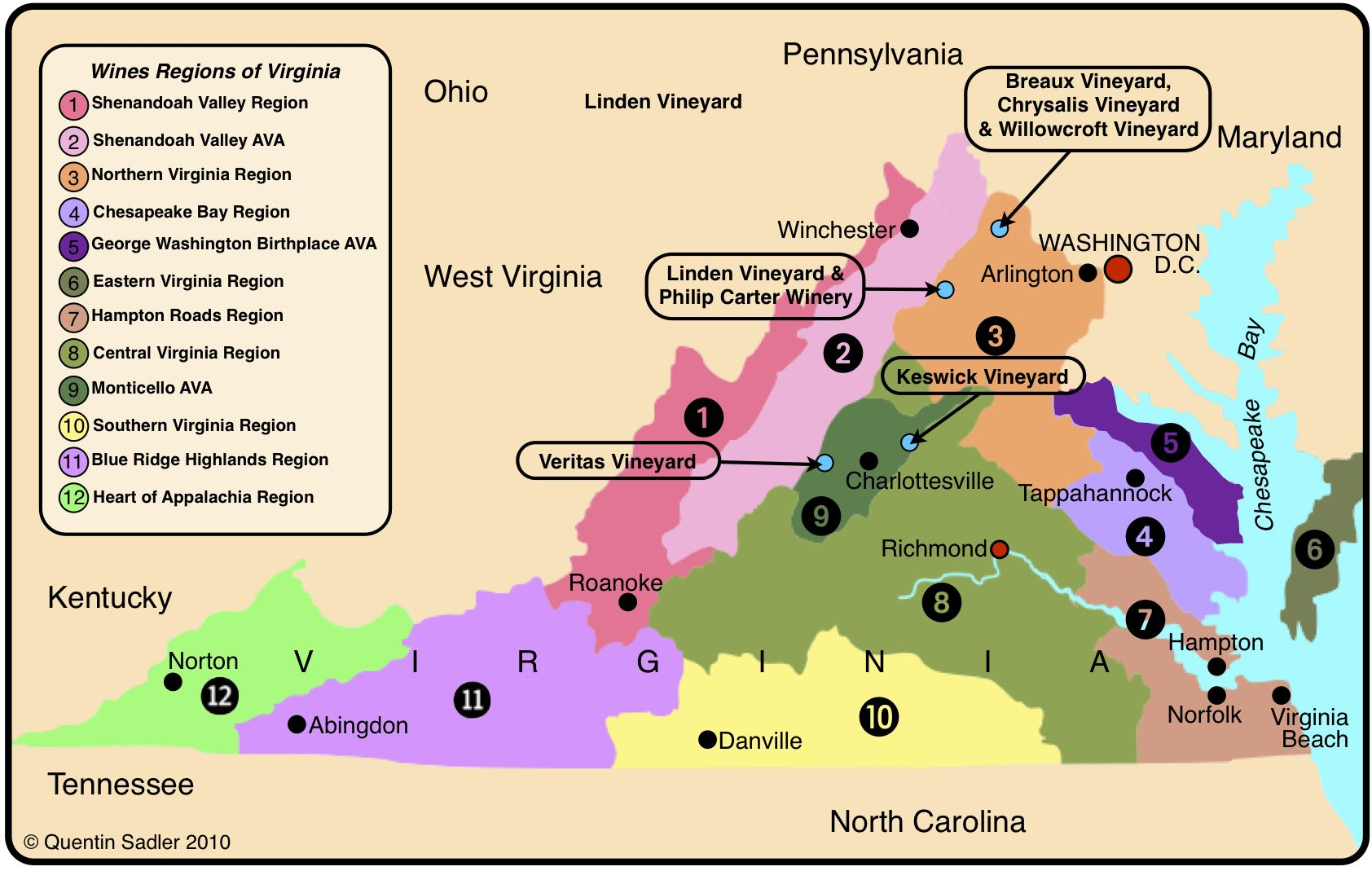 Virginia Wineries Map