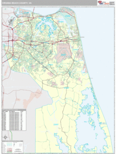 Virginia Beach County VA Zip Code Wall Map Premium Style By MarketMAPS