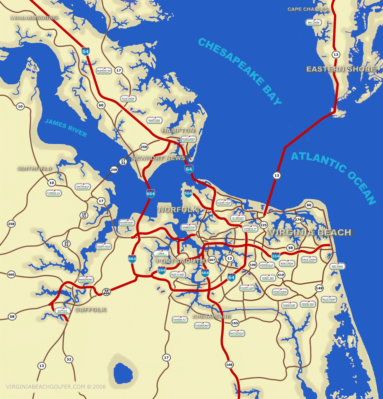 Map Of Virginia Beach Virginia Area
