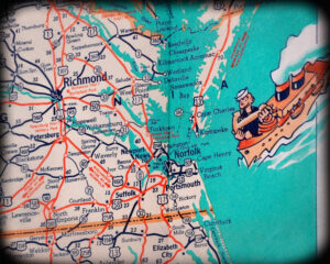 Virginia Beach Retro Map Print Vintage Turquoise Photo Art Etsy
