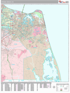 Virginia Beach Virginia Zip Code Wall Map Premium Style By MarketMAPS