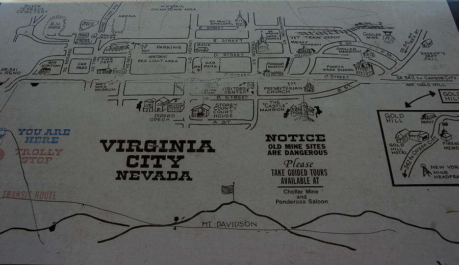 Virginia City Nevada Map Photograph By LeeAnn McLaneGoetz 