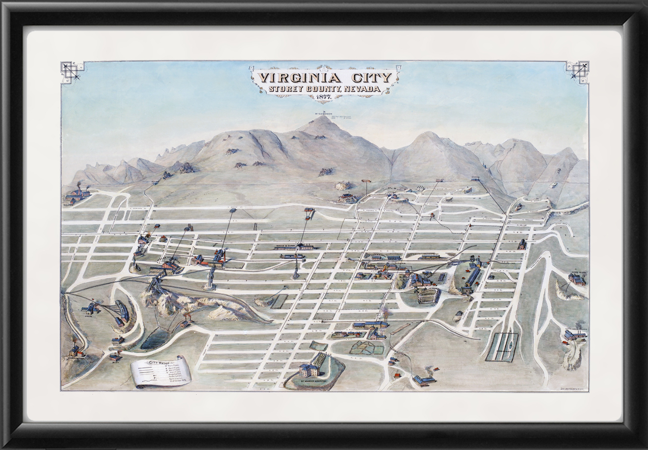 Virginia City NV 1877 Vintage City Maps Restored City Maps