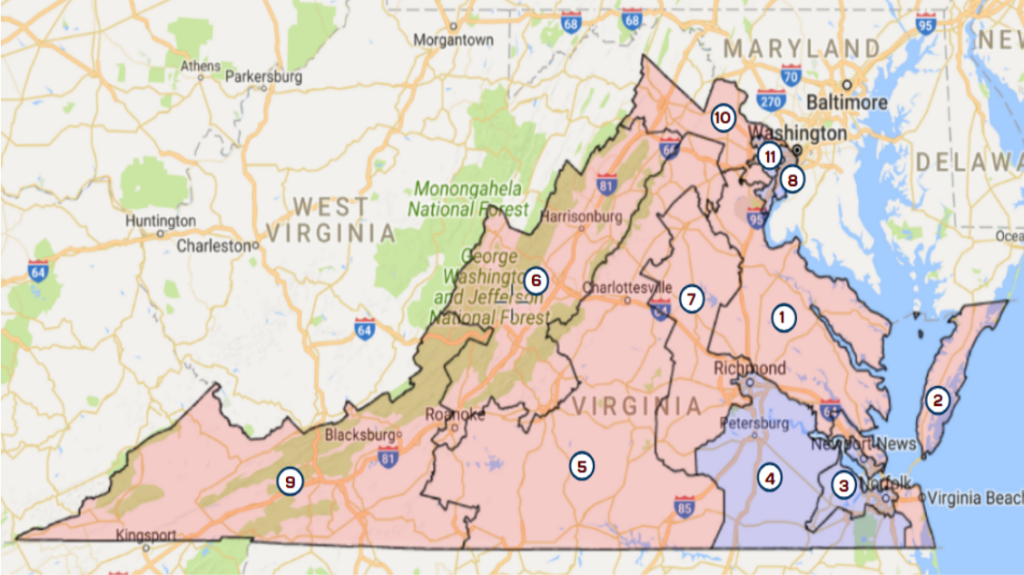 Virginia Congressional Districts Virginia Onair Virginia Map