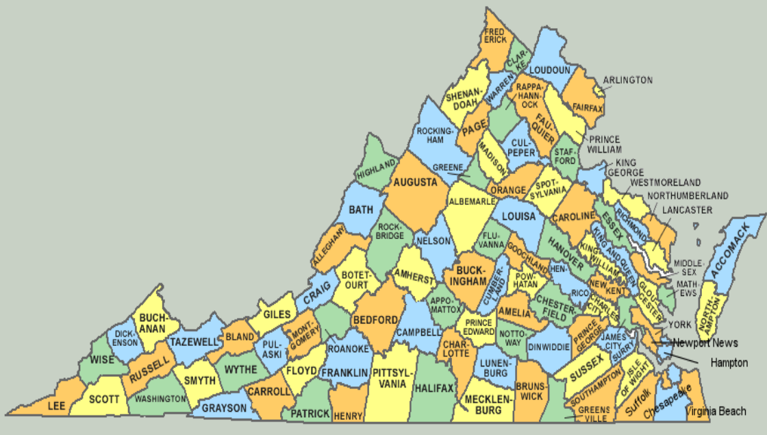 County Map Virginia State