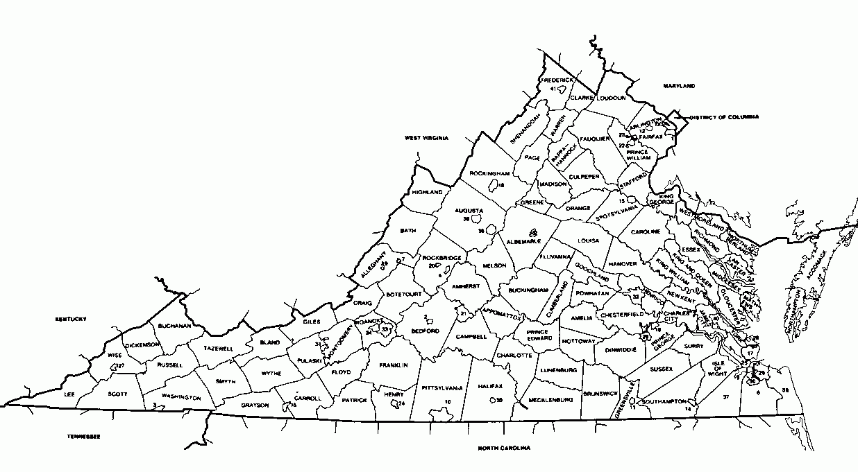 Virginia Map Counties Borders Virginia Map   Virginia County Map 10 