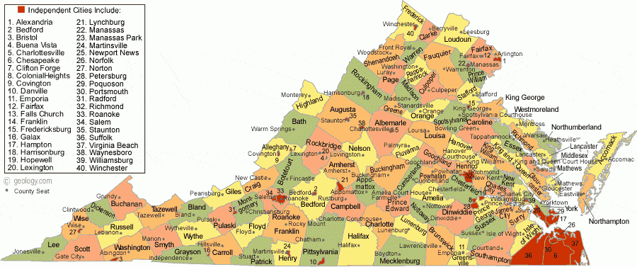 Virginia Maps With County Lines