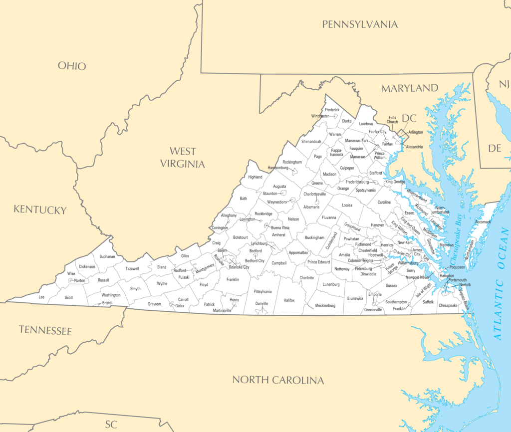 Virginia County Map Mapsof | Virginia Map