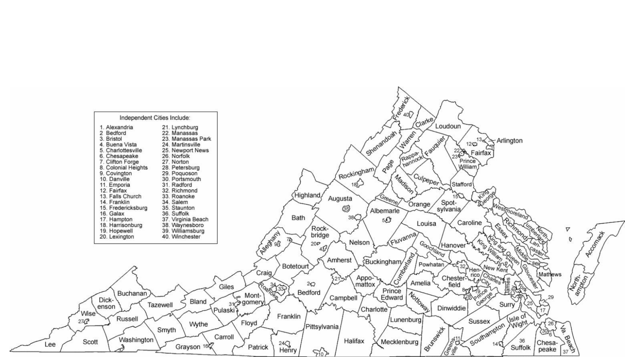 Virginia County Map With County Names Free Download