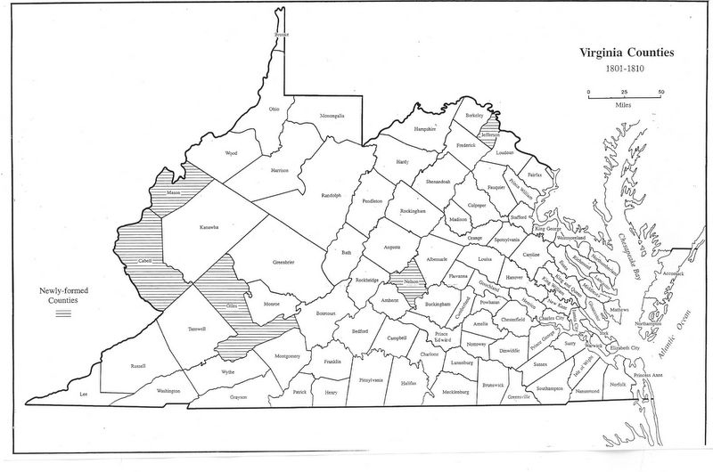Virginia County Map 1800