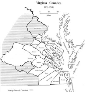 Virginia Map 1731 1740 Lawson Surname DNA Project