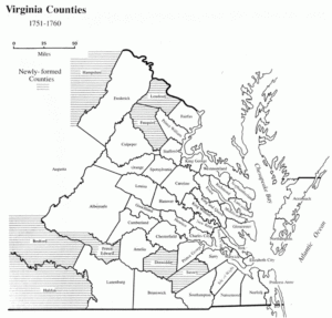 Virginia Map 1751 1760 Lawson Surname DNA Project