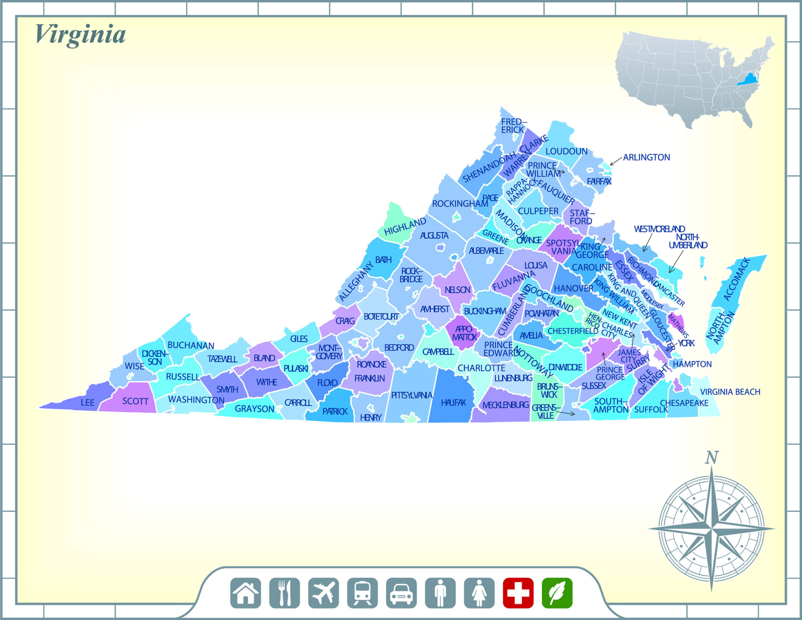 Virginia Map Guide Of The World