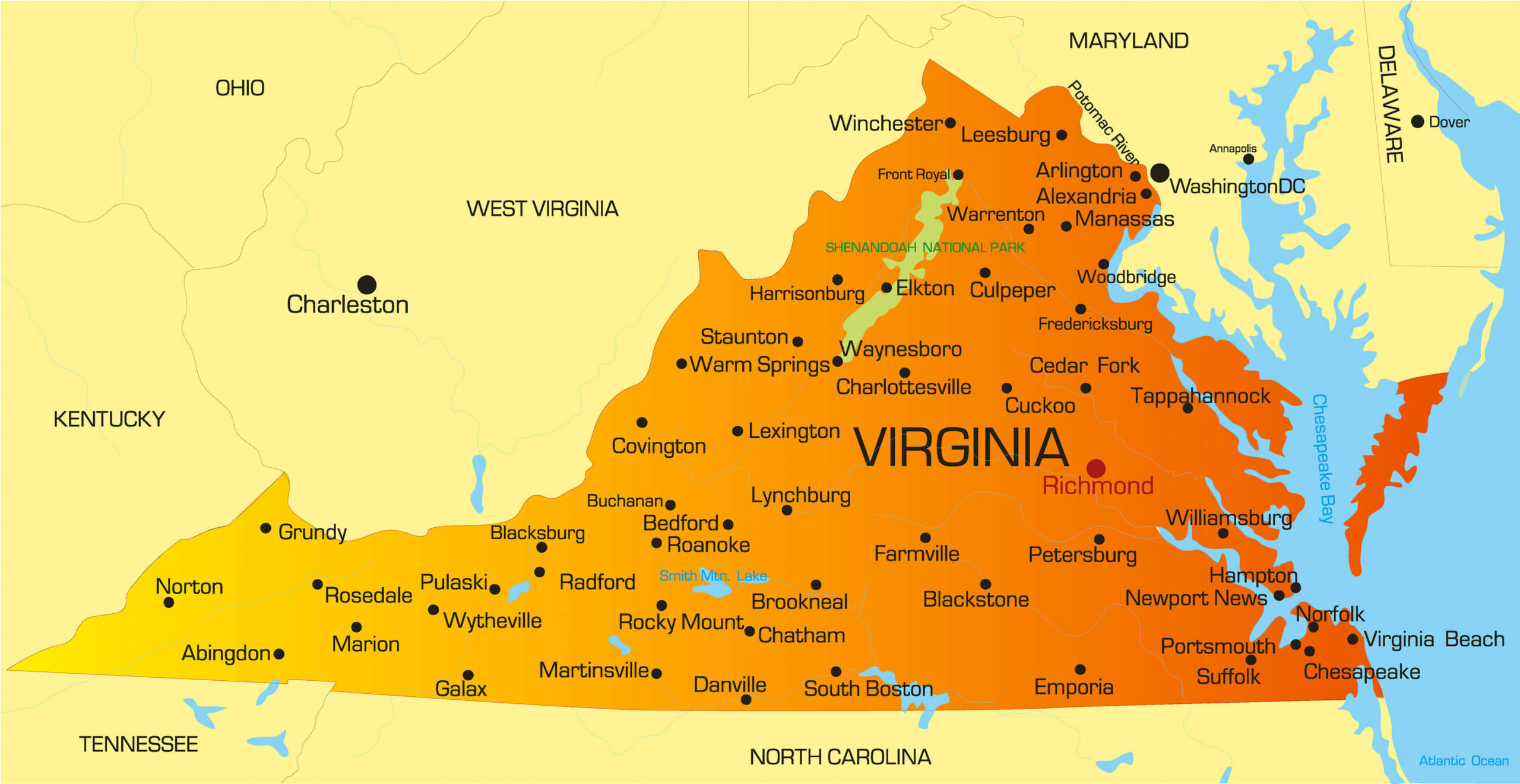 Map Of Virginia With Cities