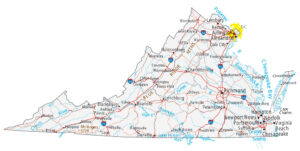 Virginia Map Roads Cities Large MAP Vivid Imagery 20 Inch By 30