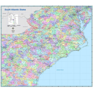 Virginia North Carolina South Carolina Georgia Wall Map The Map Shop