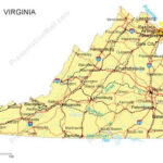 Virginia PowerPoint Map Counties Major Cities And Major Highways