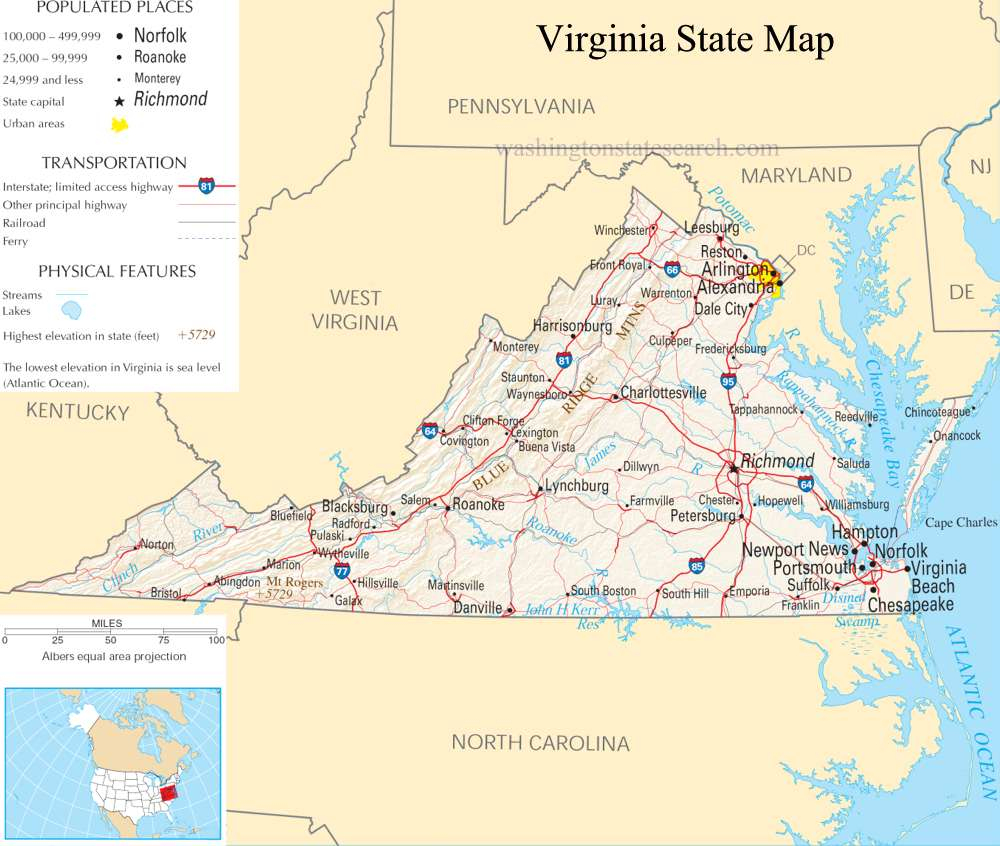  Virginia State Map A Large Detailed Map Of Virginia State USA