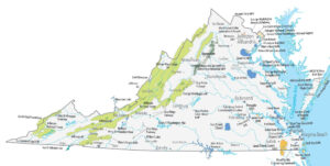 Virginia State Map Places And Landmarks GIS Geography
